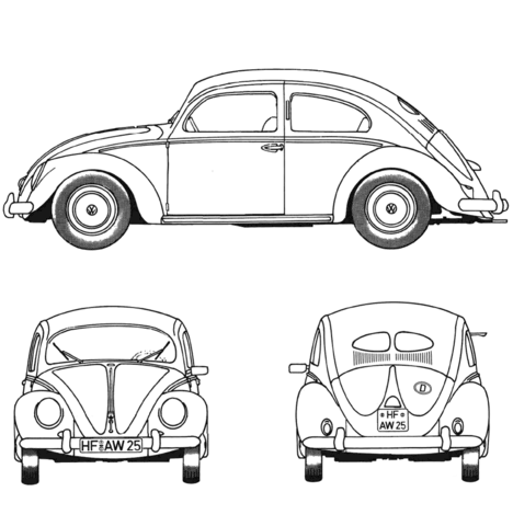 Volkswagen Beetle 1952 Coloring page