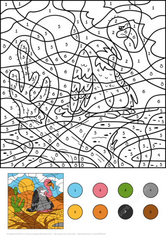 Vulture Color by Number Coloring page