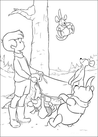 Roo is falling down from a tree Coloring page
