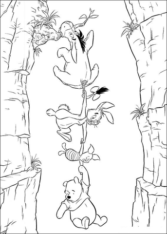 Winnie the Pooh, Piglet, Rabbit and Eeyore   Coloring page
