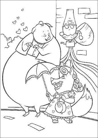 Runt, Foxy Loxy and Alien Coloring page