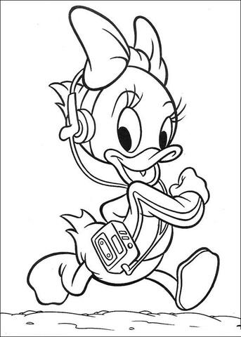 Walking And Listening Music  Coloring page