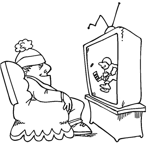 Watching Hockey  Coloring page