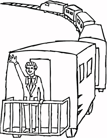 Waving from Caboose  Coloring page