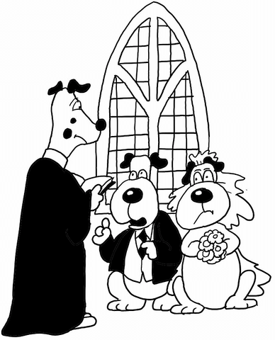 Dog's Wedding ceremony In The Church   Coloring page