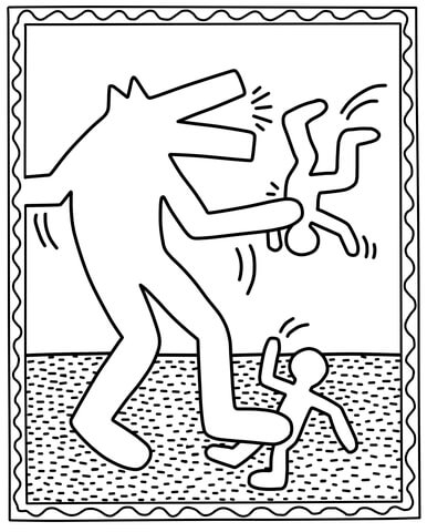 Werewolf Attacks by Keith Haring Coloring page