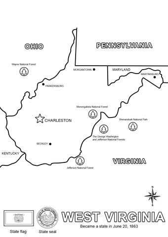 West Virginia State Map Coloring page