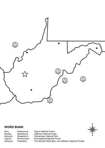 West Virginia Map Worksheet Coloring page