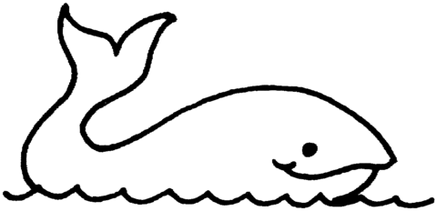 Whale In The Surface Of Water Coloring page