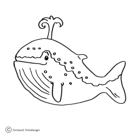 Whale is Making Fountain  Coloring page