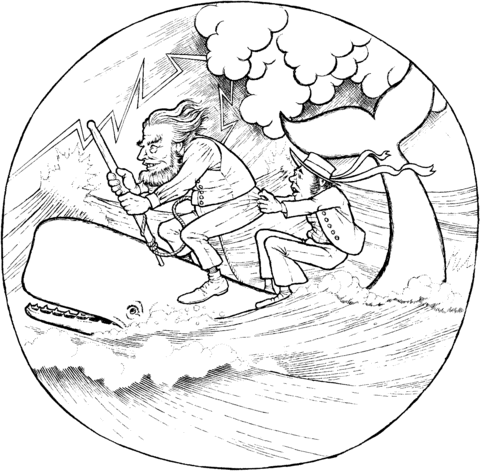 Whale Riding Illustration Coloring page