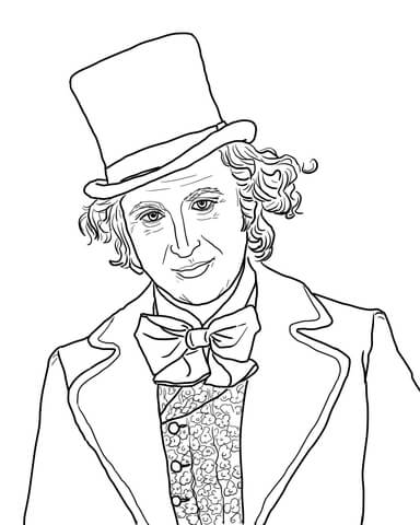 Willy Wonka with Gene Wilder Coloring page
