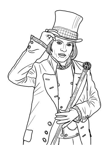 Willy Wonka with Johnny Depp Coloring page