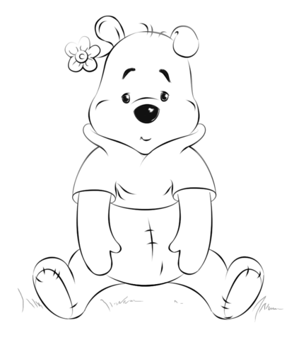 Winnie the Pooh sitting Coloring page