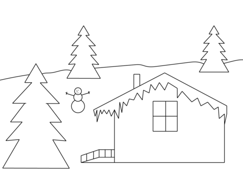 Winter House Coloring page