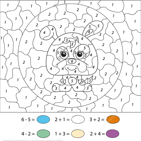 Cute Cartoon Hare Color by Number Coloring page