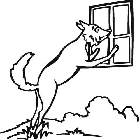 Wolf at the Window  Coloring page