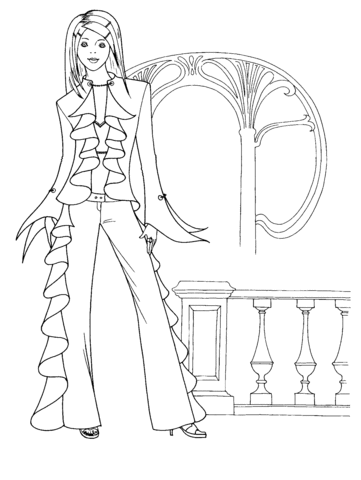 Woman In Party Gown  Coloring page