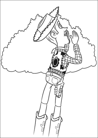 Woody Sheriff and a cloud Coloring page