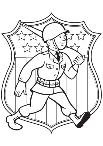 World War 2 American Soldier Coloring page