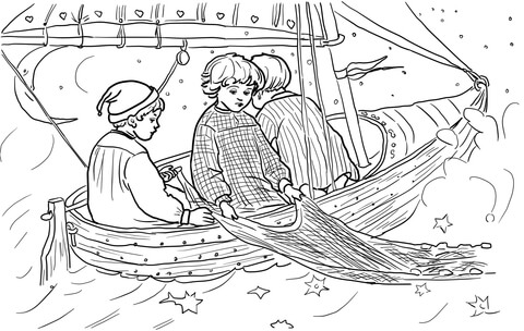 Wynken Blynken and Nod Coloring page