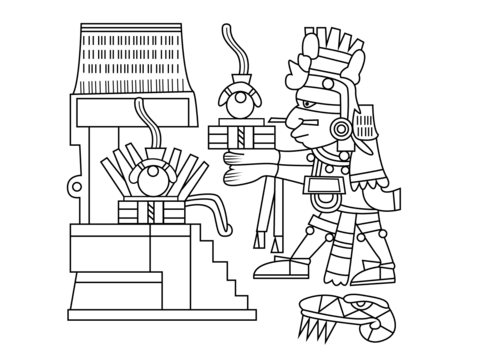 Xiuhtecuhtli The Aztec God of Fire Day and Heat Coloring page