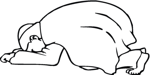 Man is praying on his knees Coloring page