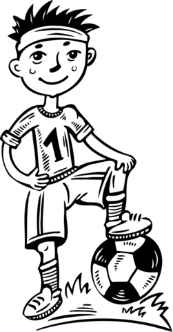 Young Boy Soccer Player Coloring page
