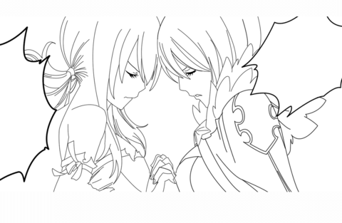 Yukino Agria and Lucy Heartfilia from Fairy Tail Manga Coloring page