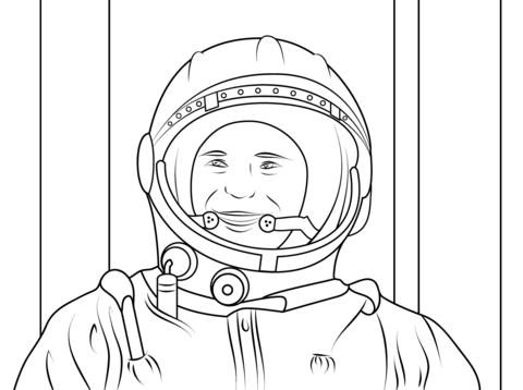 Yuri Gagarin, First Human in Space Coloring page