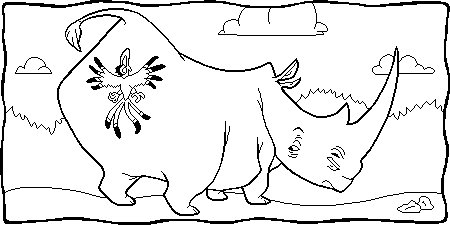 Zazu and rhino Coloring page