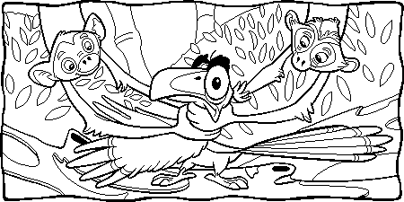 Zazu With Two Monkeys  Coloring page