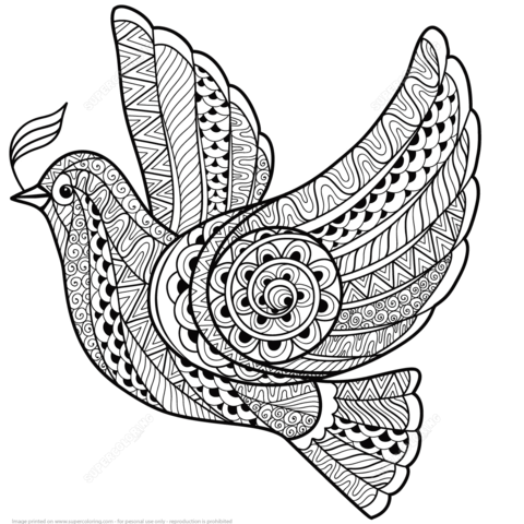 Zentangle Dove of Peace Coloring page