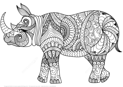 Zentangle Rhino Coloring page