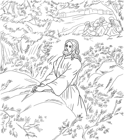 Jesus Pray in the Garden of Gethsemane Coloring page