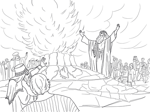 Elijah Called Down Fire from Heaven Coloring page