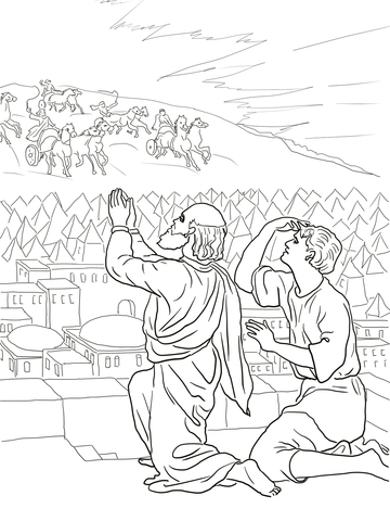 Elisha Fiery Army Coloring page