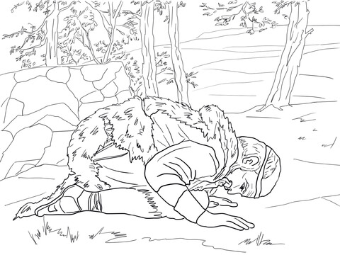 Elijah Prays for Rain Coloring page