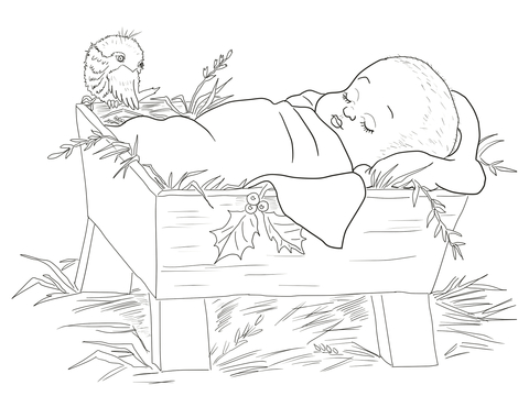 Baby Jesus in a Manger Coloring page