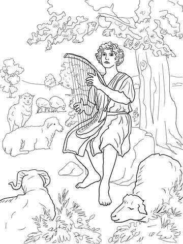 David the Shepherd Coloring page