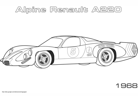 1968 Alpine Renault A220 Coloring page