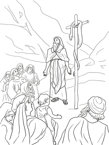 Moses and Brazen Serpent Coloring page