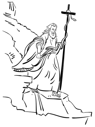 Moses Walking with Bronze Serpent Coloring page