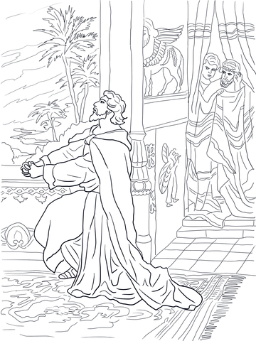 Daniel Praying to God Coloring page