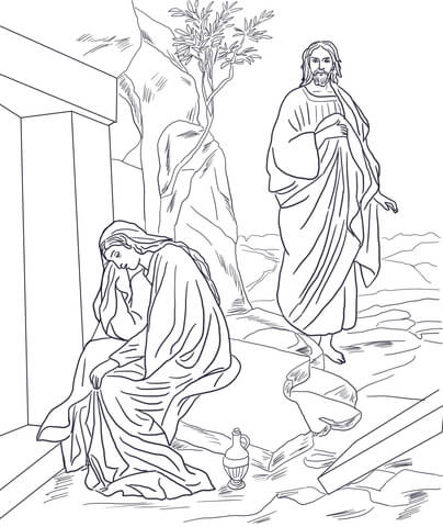 Jesus Appears to Mary Magdalene after Resurrection Coloring page