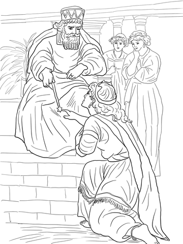 Esther Before King Ahasuerus Coloring page