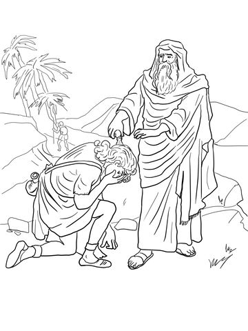 Samuel Anoints David as King Coloring page