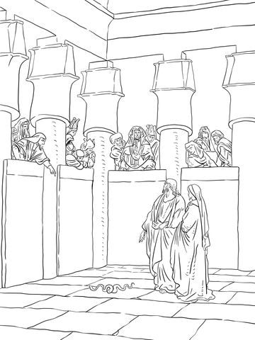 Moses and Aaron Appear Before Pharaoh Coloring page