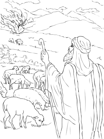 Moses Sees the Burning Bush Coloring page