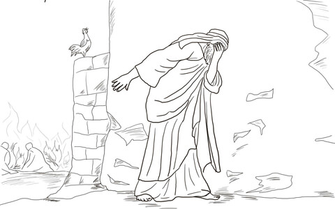 Peter Denies Jesus Three Times Coloring page